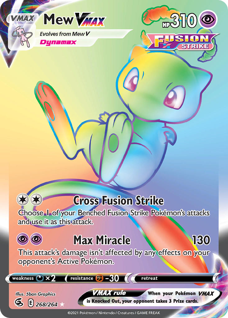 ポケモンカード　ミュウvmax 英語版　269/264 Mew VMAX (Alternate Art Secret) 269/264 Swsh08: Fusion