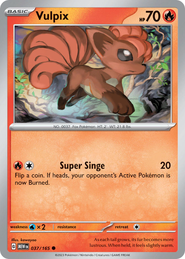 ポケモン 赤い炎のロゴ ピンバッジ 2022年製 ロコン (MEW 37/165) - Scarlet & Violet - 151
