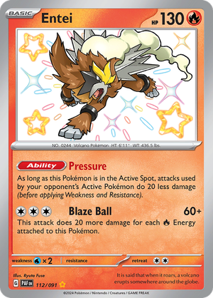 ポケモンカード　Entei 英語 エンテイ (PAF 112/91) - Scarlet & Violet - Paldean Fates