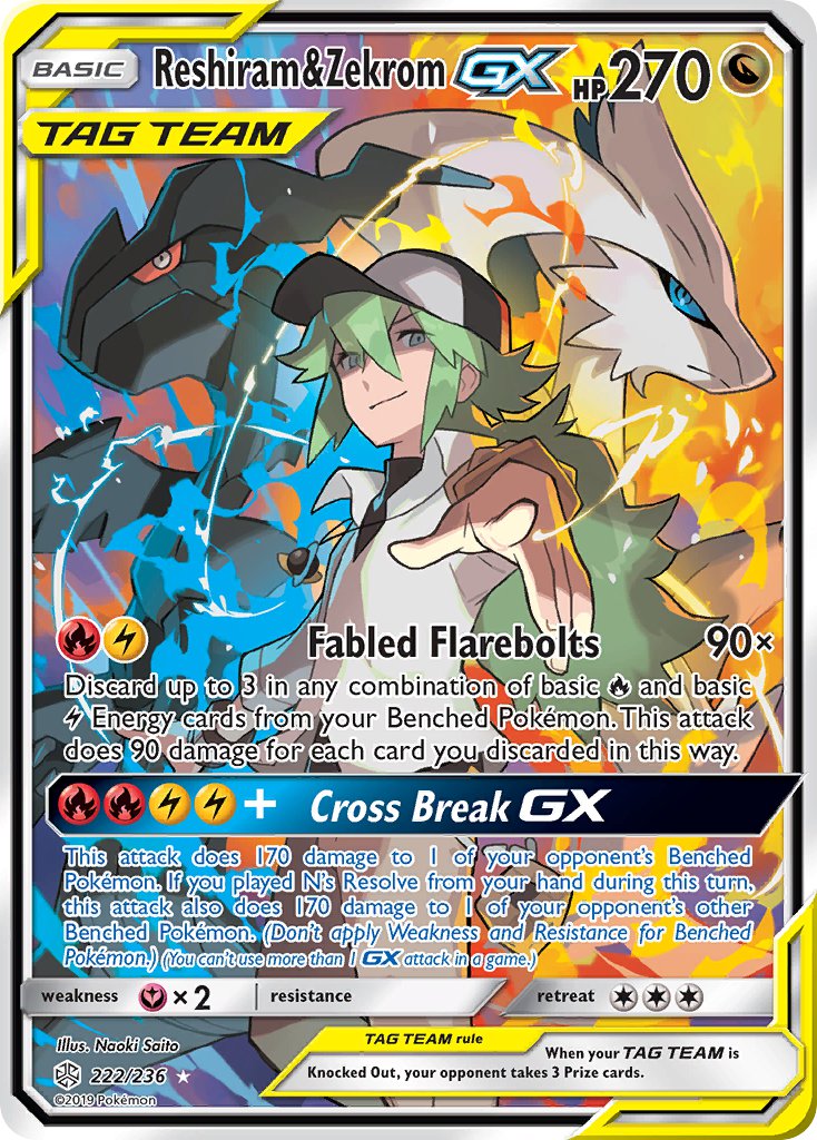 Reshiram & Zekrom Tag Team GX (CEC 222/236) - Sun & Moon