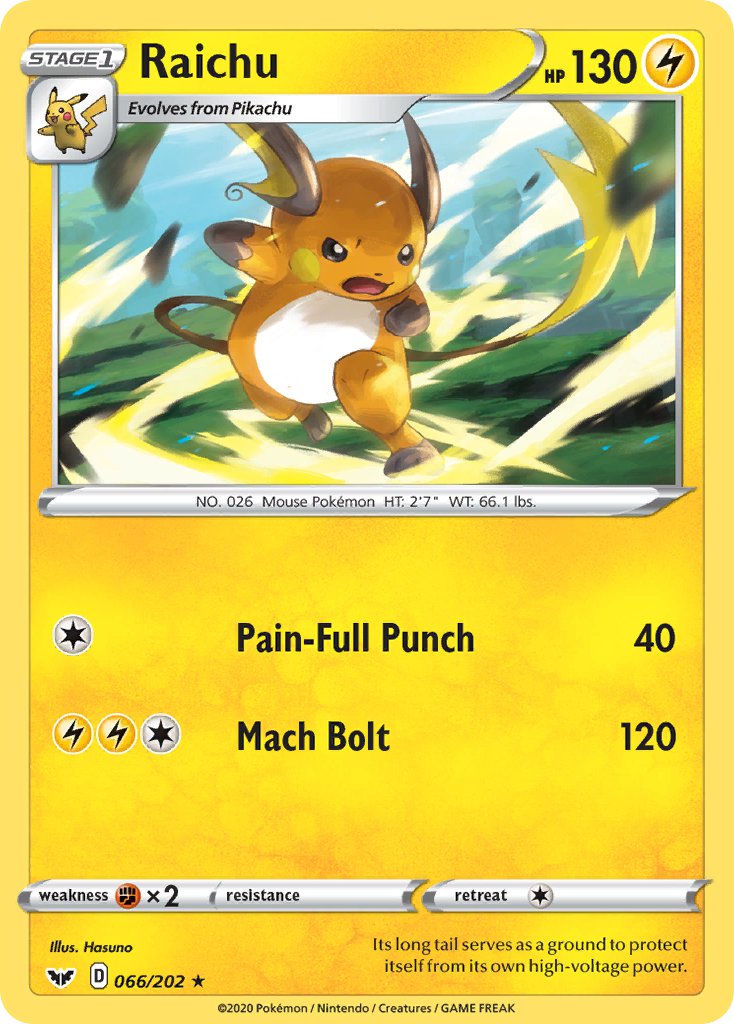 Raichu (SSH 66/202) - Sword & Shield | International Cardex | Card