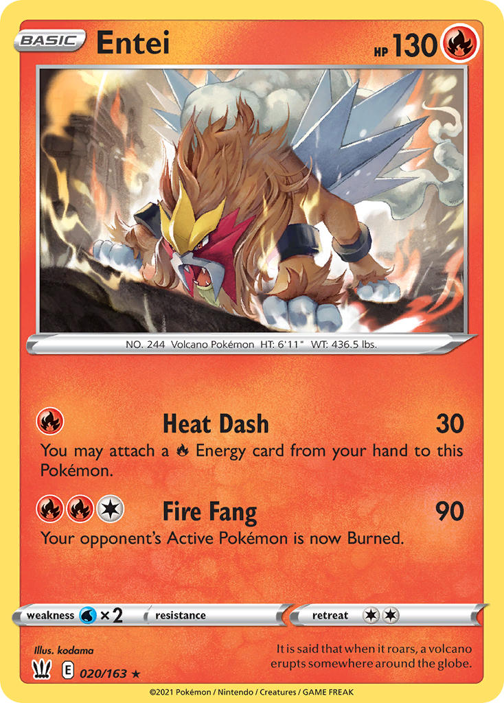 ポケモンカード　Entei 英語 Entei (BST 20/163) - Sword & Shield - Battle Styles