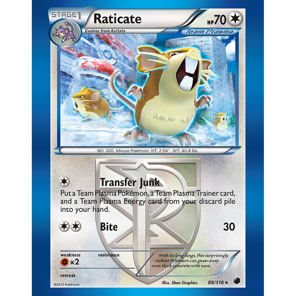 Raticate (PLF 88/116) - Black \u0026 White - Plasma Freeze | International  Cardex | Card Database + Card Tracker + Pack Opening Sim + Deck Builder |  Pokéos, image size:1024x1024