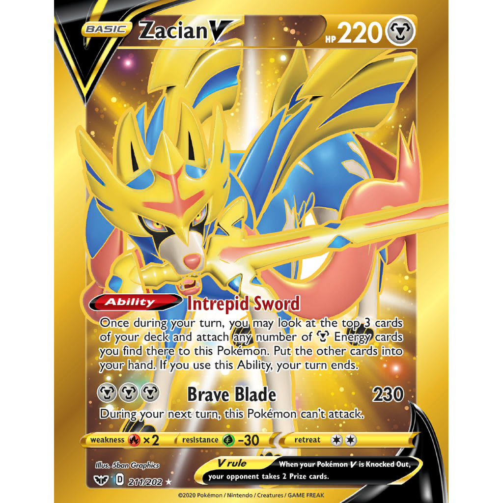 Zacian (Hero of Many Battles) V (SSH 211/202) - Sword & Shield