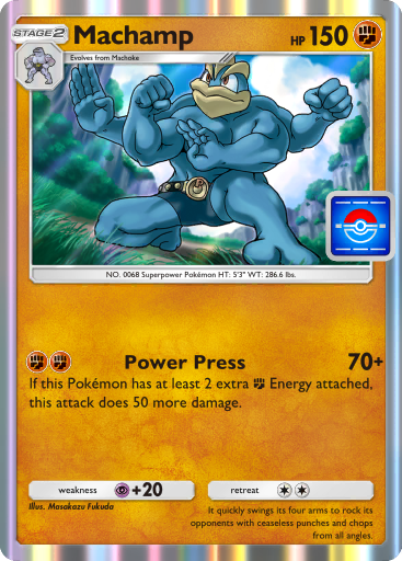 Machamp (PROMO 55/117) - Promo-A | TCG Pocket | Card Database + Card  Tracker + Pack Opening Sim + Deck Builder | Pokos