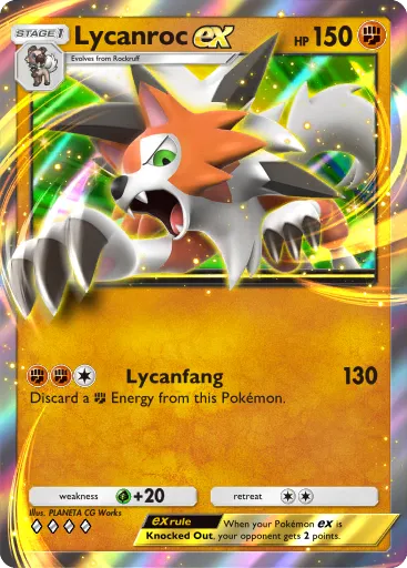 Lycanroc (Midday Form) ex (A3a 33/69) - Extradimensional Crisis | TCG Pocket  | Card Database + Card Tracker + Pack Opening Sim + Deck Builder | Pokos